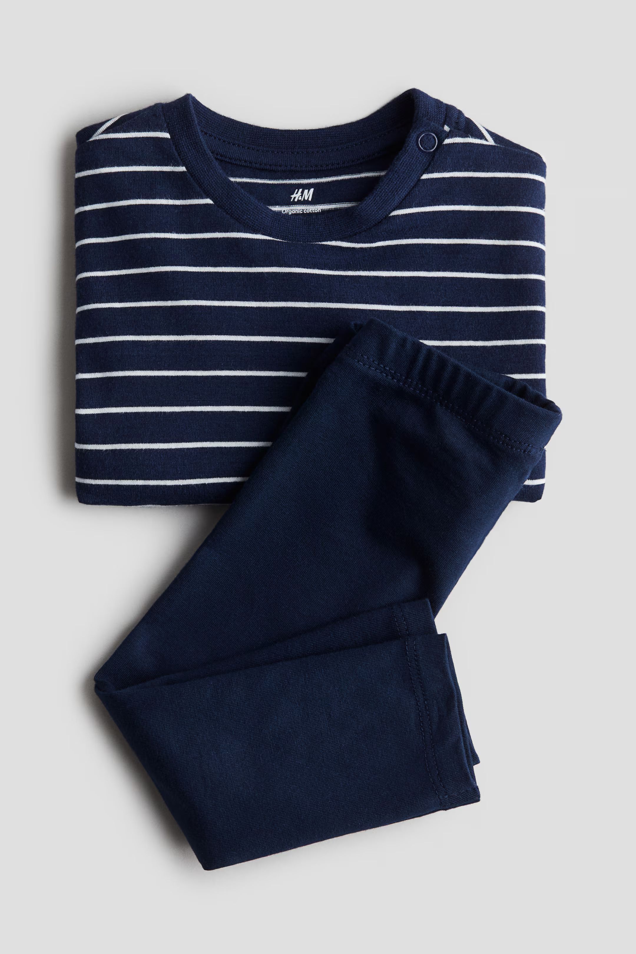 2-teiliges Set mit Shirt und Leggings - Normale Bundhöhe - Rundausschnitt - Marineblau/Gestreift... | H&M (DE, AT, CH, NL, FI)