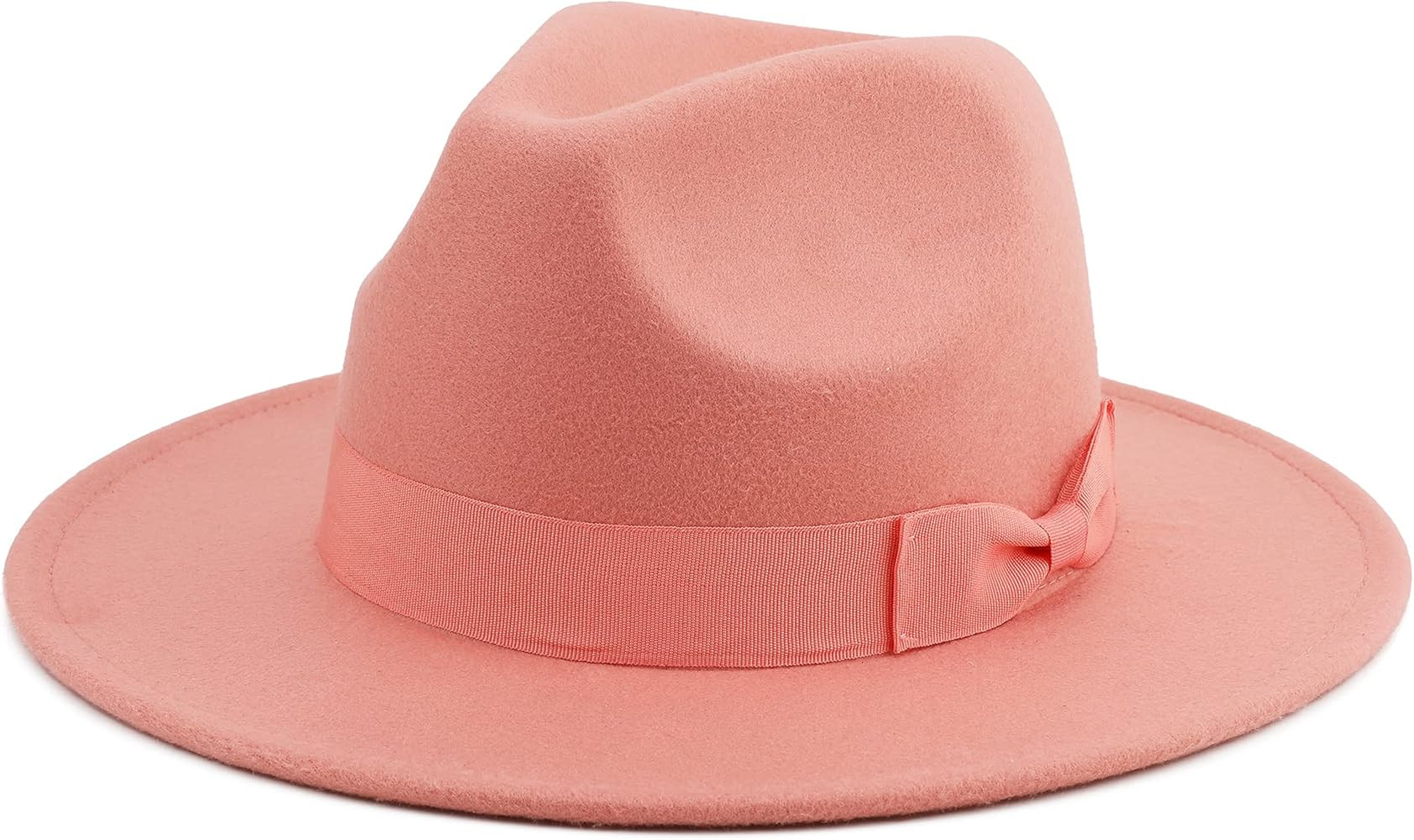 Besoogii Classic Wide Brim Women Men Fedora Hat with Belt Buckle Felt Panama Hat | Amazon (US)