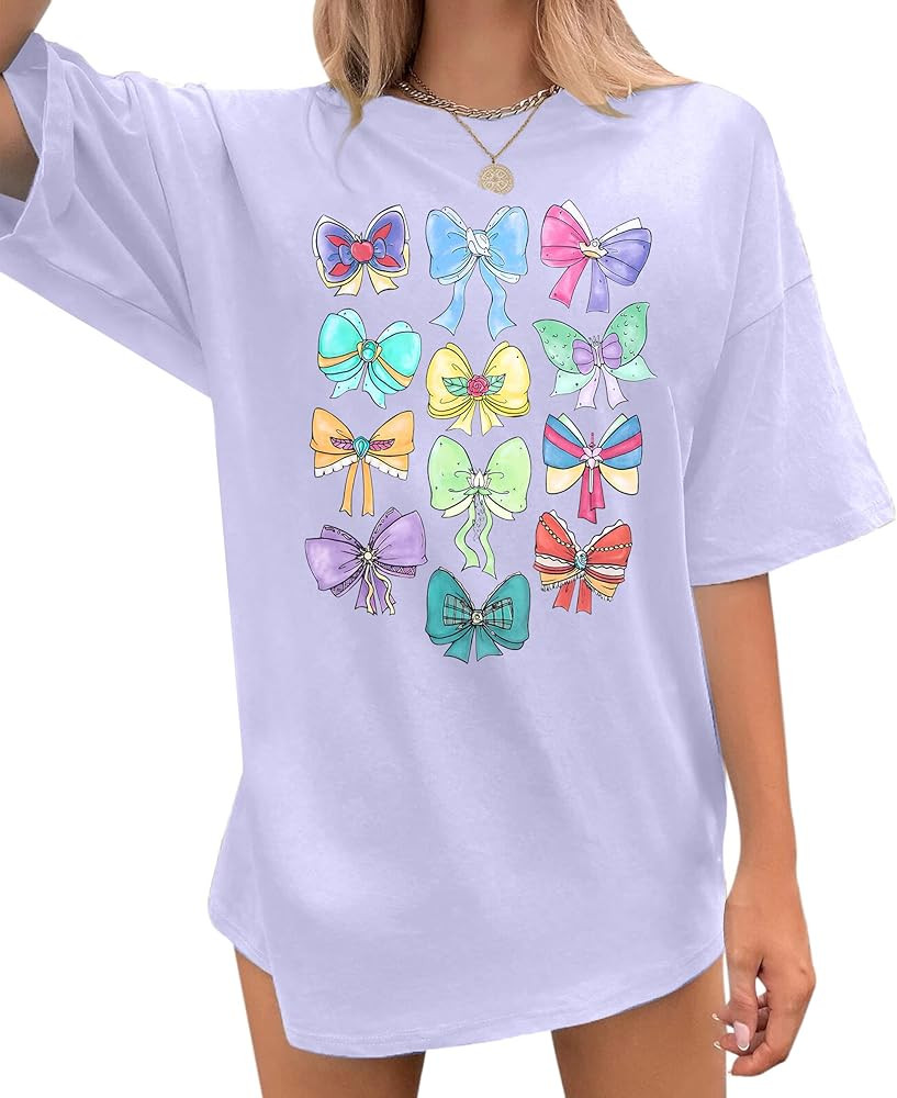 Magical Shirt Women Magic Kingdom Princess Shirts Oversized Cute Ribbons and Bows Shirt Family Ho... | Amazon (US)