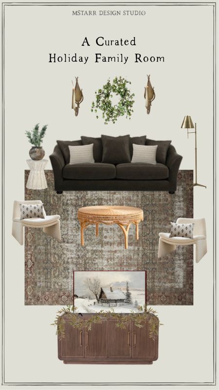 A curated holiday family room...festive, fun and cozy!

#luluandgeorgia #etsy #chairish #wayfair #bestbuy #danielleoakey #afloral #westelm #ballarddesigns #mcgeeandco #urbanoutfitters 

#LTKhome #LTKunder100 #LTKHoliday