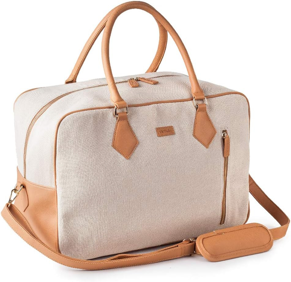Ladies Women Canvas Travel Weekender Overnight Carry-on Shoulder Duffel Tote Bag in Trolley Sleev... | Amazon (US)
