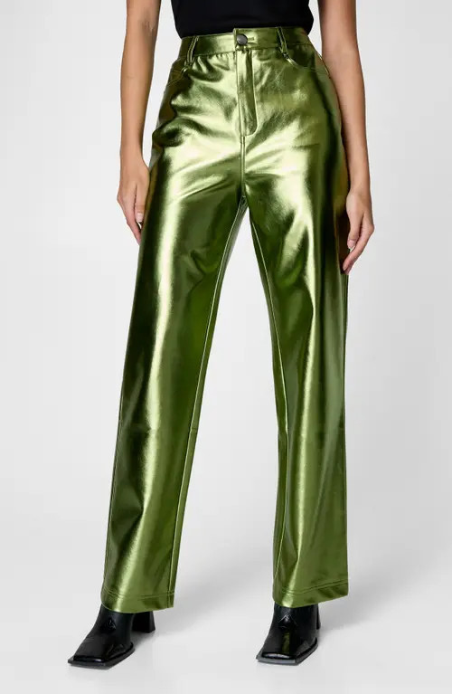 NASTY GAL Metallic Faux Leather Pants in Green at Nordstrom, Size 0 | Nordstrom