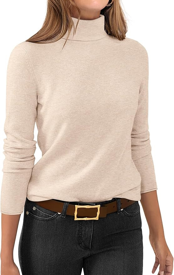 ANRABESS Womens Turtleneck Long Sleeve Sweater Tops Casual Soft Knit Fit Lightweight Basic Pullov... | Amazon (US)