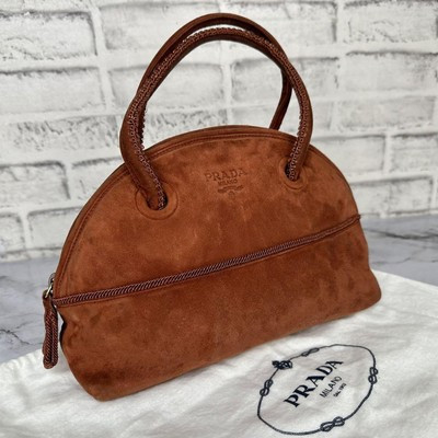 Auth PRADA Brown Suede Leather Handbag YS715  | eBay | eBay US
