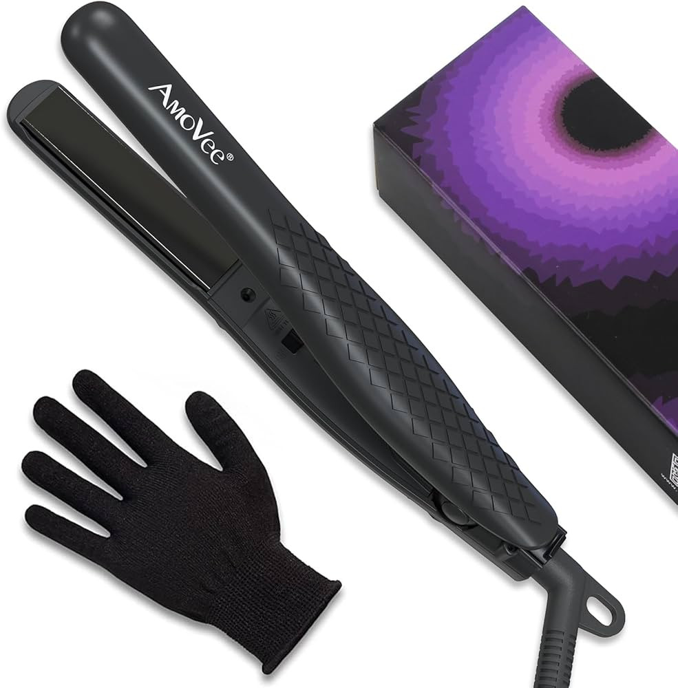 AmoVee Mini Portable Flat Iron, Ceramic Tourmaline Dual Voltage Travel Hair Straightener, Small F... | Amazon (US)