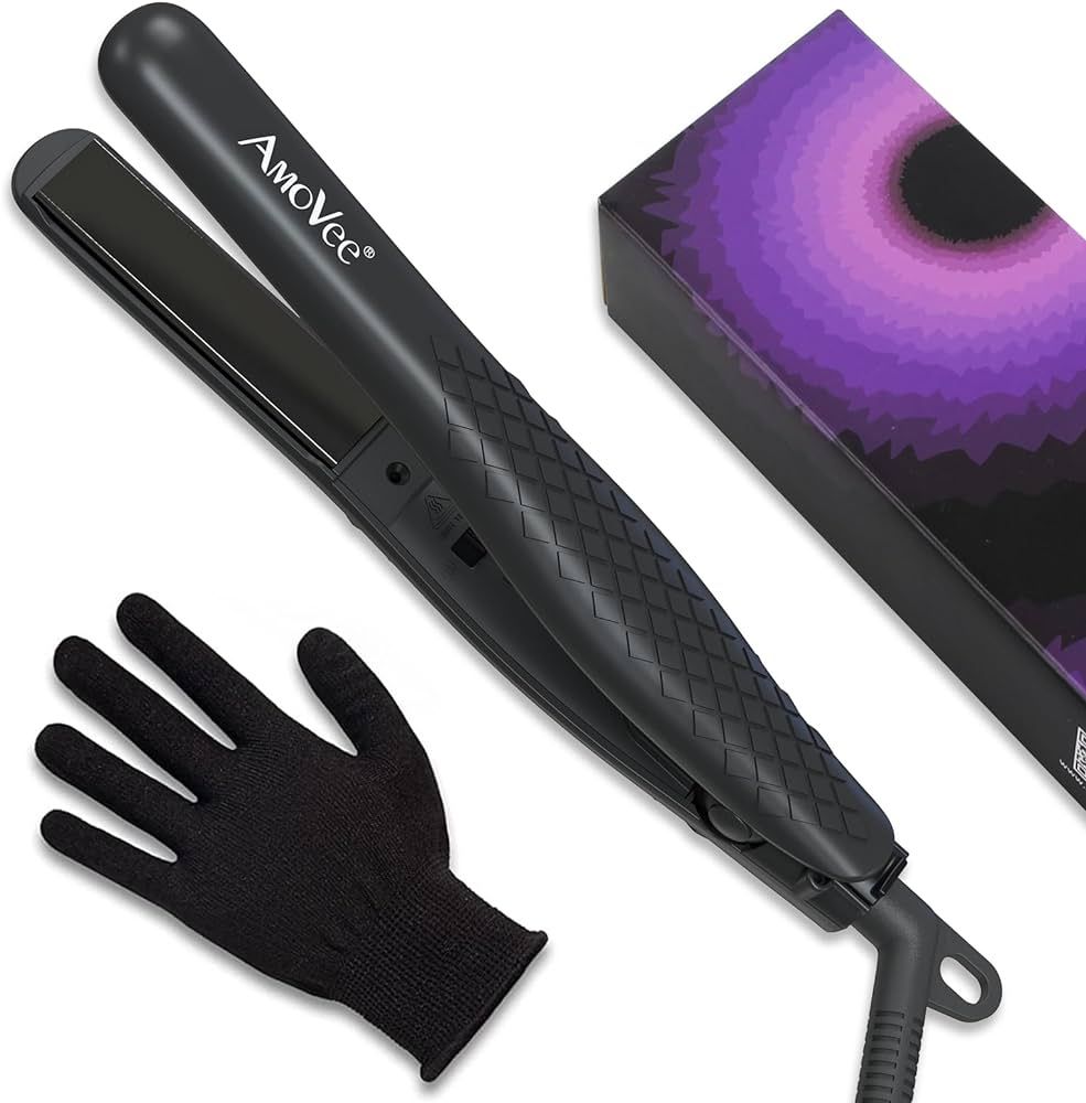 AmoVee Mini Portable Flat Iron, Ceramic Tourmaline Dual Voltage Travel Hair Straightener, Small F... | Amazon (US)