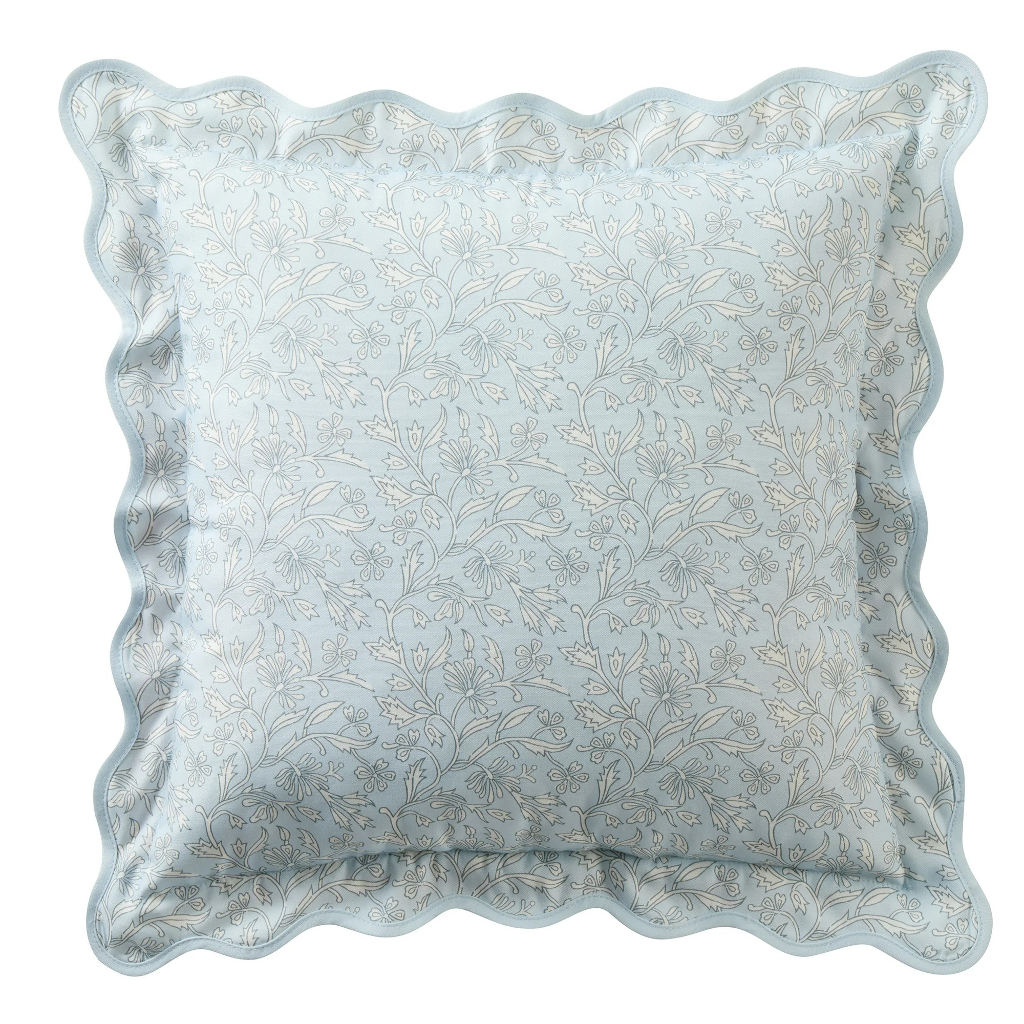 My Texas House Blue Floral Scallop 18" x 18" Outdoor Pillow | Walmart (US)