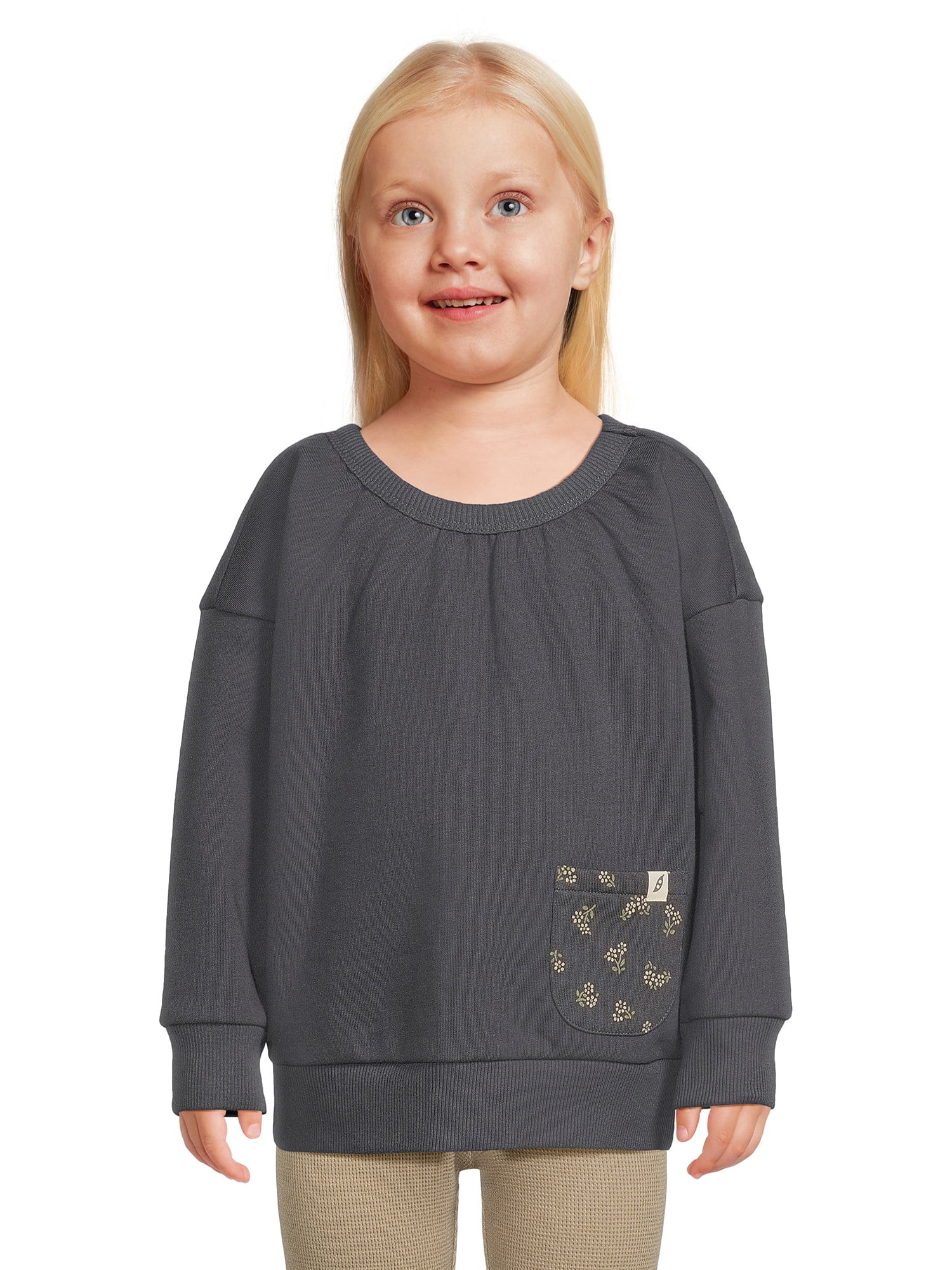 easy-peasy Toddler Girl Long Sleeve Pocket Sweatshirt, Sizes 12 Months-5T | Walmart (US)
