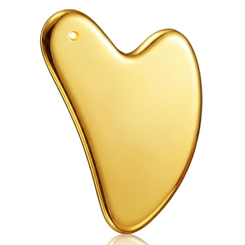 Nuanchu Stainless Steel Gua Sha Facial Tools Metal Guasha Tool for Face Body Jawline Shaper, Double Chin Reducer, Puffiness Reducing, Lymphatic Drainage Massager Skin Care Gift with Pouch(Gold) | Amazon (US)