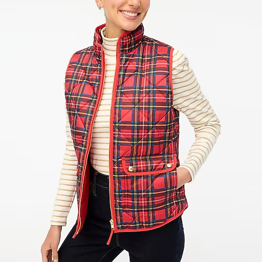 Tartan puffer vest with snap pockets | J.Crew Factory