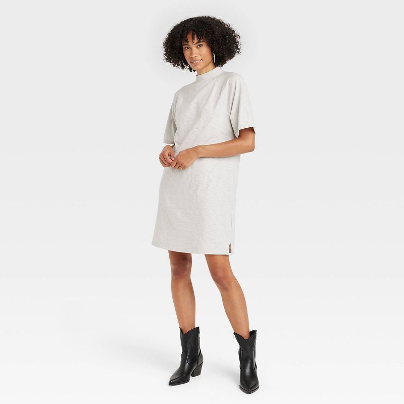Women&#39;s Elbow Sleeve Knit T-Shirt Dress - Universal Thread&#8482; Gray XS | Target