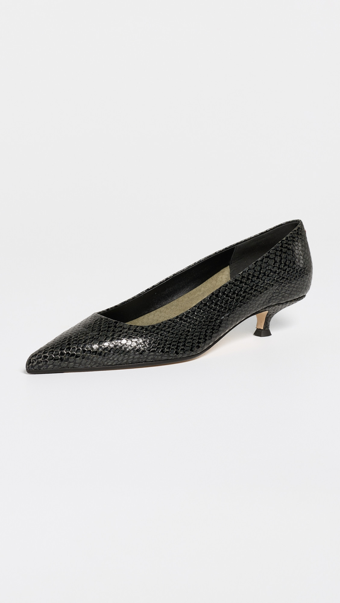 AEYDE Cari Mini Snake Print Leather Pumps Moss 36.5 | Shopbop