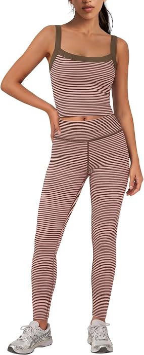 Panadila Womens Striped Workout Set Yoga Set Tank and Leggings | Amazon (US)