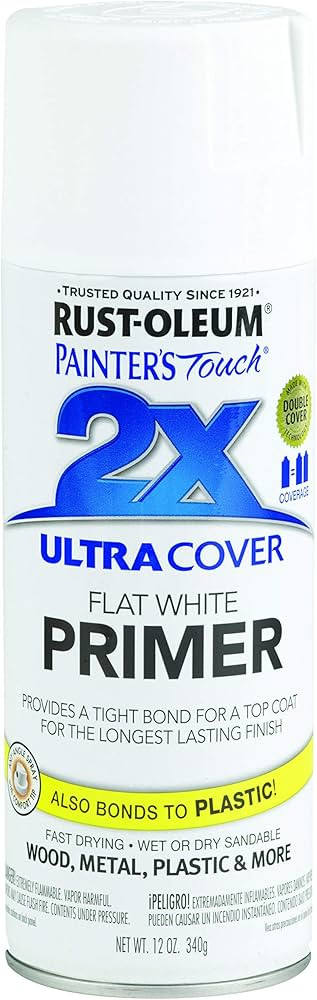 Rust-Oleum 249058 Painter's Touch 2X Ultra Cover, 12 Fl Oz (Pack of 1), Flat White Primer, 12 Oun... | Amazon (US)