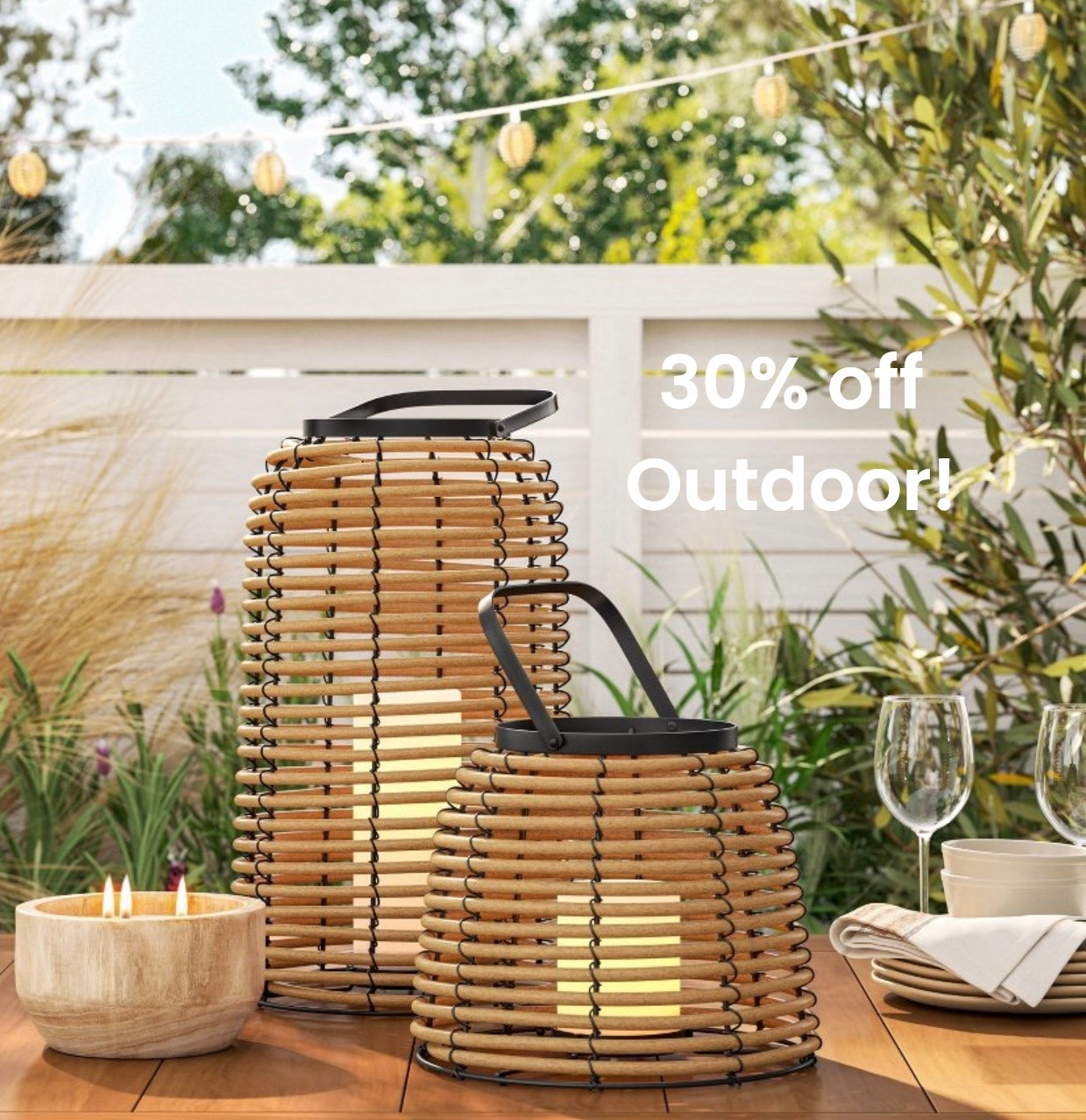 30% off outdoor furniture and furnishings @Target 


#LTKHome #LTKSaleAlert #LTKSeasonal