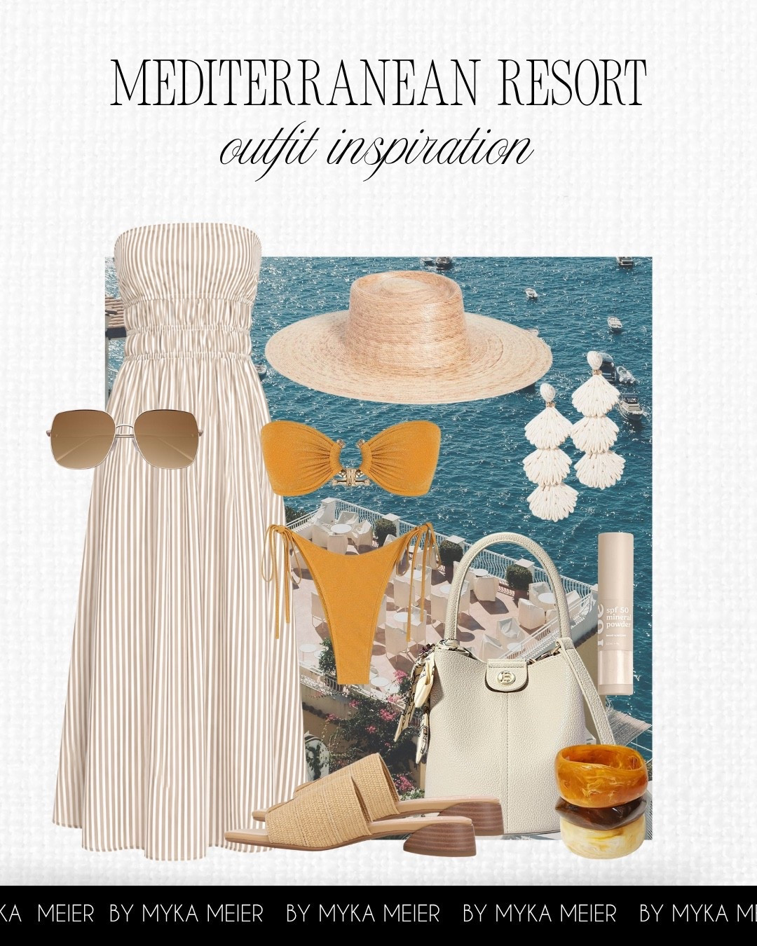 Everything I'd pack for a Mediterranean getaway outfit: a striped maxi dress, straw hat, raffia sandals, chic swimwear, oversized sunglasses, and elevated resort wear essentials. 

 #LTKootd #LTKSeasonal #LTKTravel