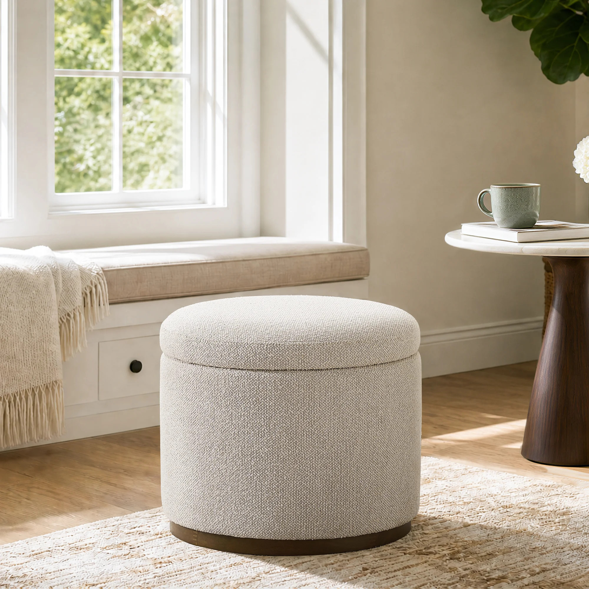 19.9"Round Upholstered Ottoman with Storage | Wayfair North America