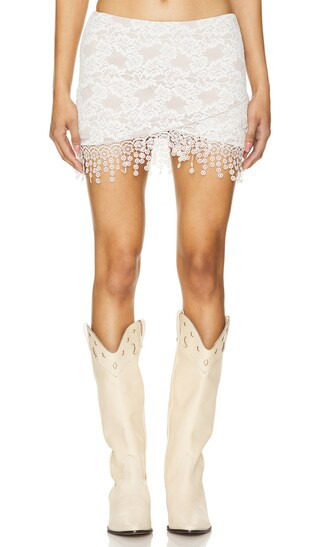 Elisa Mini Skirt in Ivory | Revolve Clothing (Global)