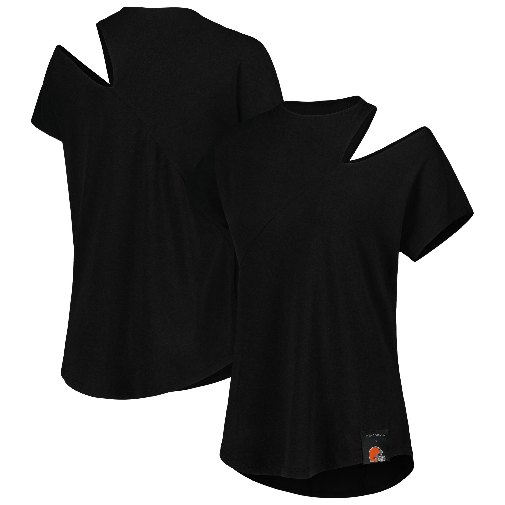 Cleveland Browns KIYA TOMLIN Women's Cut Out Tri-Blend Shirt - Black | Fanatics