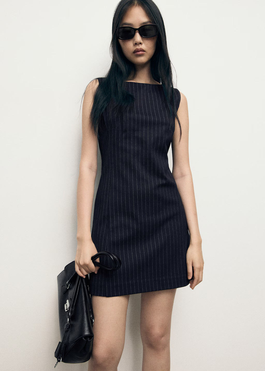 Boat-neck pinstripe dress - Women | MANGO United Kingdom | MANGO (UK)