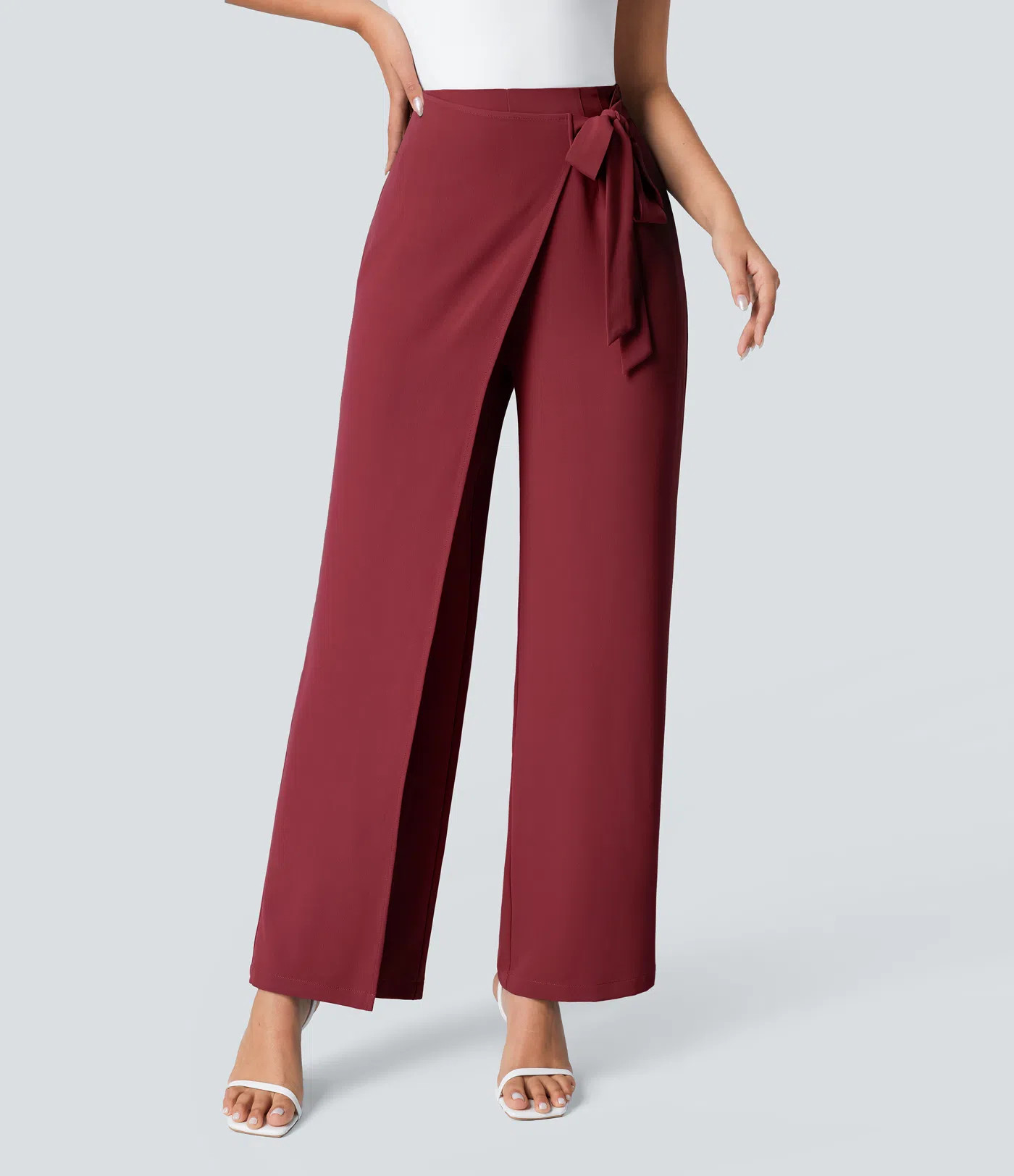 Women’s Halara Flex™ High Waisted Tie Side Wide Leg Work Pants - Halara | HALARA