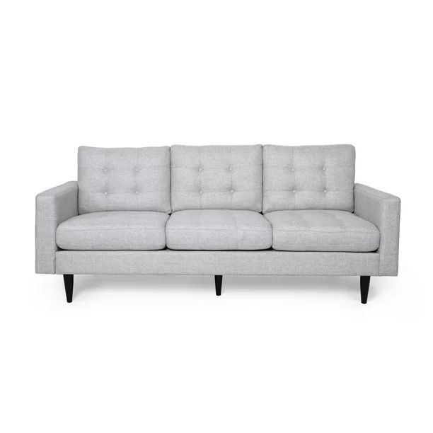 Lagom Troy Contemporary Tufted Fabric 3 Seater Sofa, Beige, Dark Brown - Walmart.com | Walmart (US)