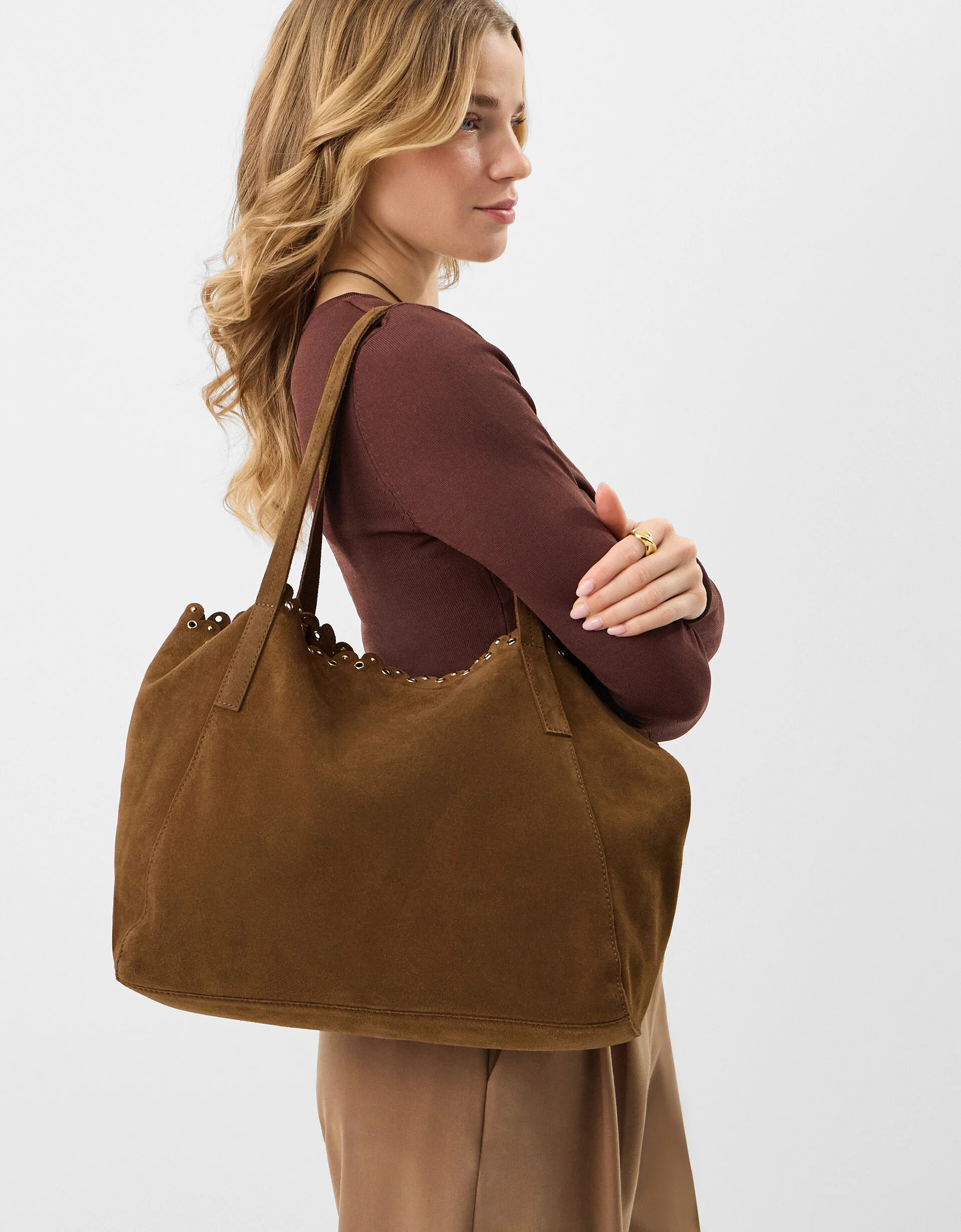 Eyelet Detail Suede Tote Bag | Accessorize (Global)