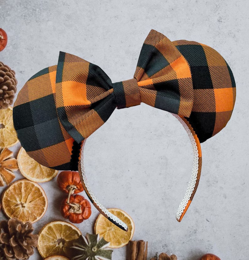 Fall Plaid Mickey Ears, Black Minnie Ears, Orange Ears, Halloween Mickey Ears, Halloween Party Ea... | Etsy (US)