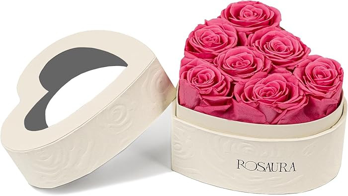 Rosaura Heart-Shaped Preserved Roses Gift Box - Real Forever Flowers for Christmas, Birthday, Val... | Amazon (US)