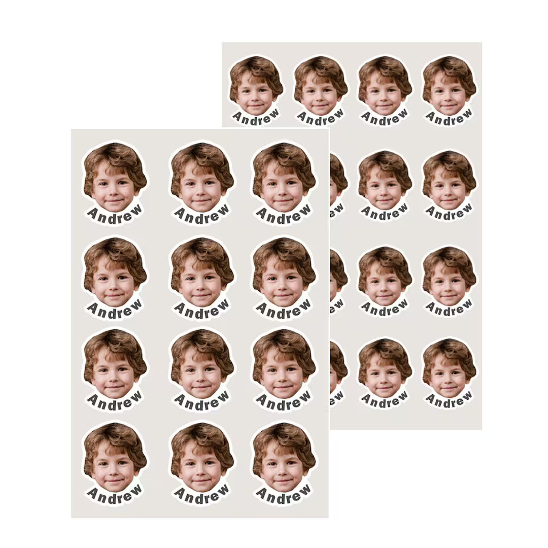 32pcs Kids Face Custom Name stickers Waterproof face Customized Name Labels Personalized face nam... | Etsy (US)
