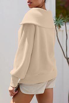 Amazon.com: EFAN Women's Sweatshirts Oversized Half Zip Long Sleeve Pullover Sweatshirt Casual Tr... | Amazon (US)