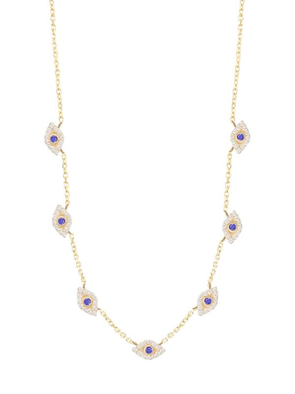 Happy Me 14K Goldplated Sterling Silver & Crystal Evil Eye Charm Necklace/18" | Saks Fifth Avenue OFF 5TH