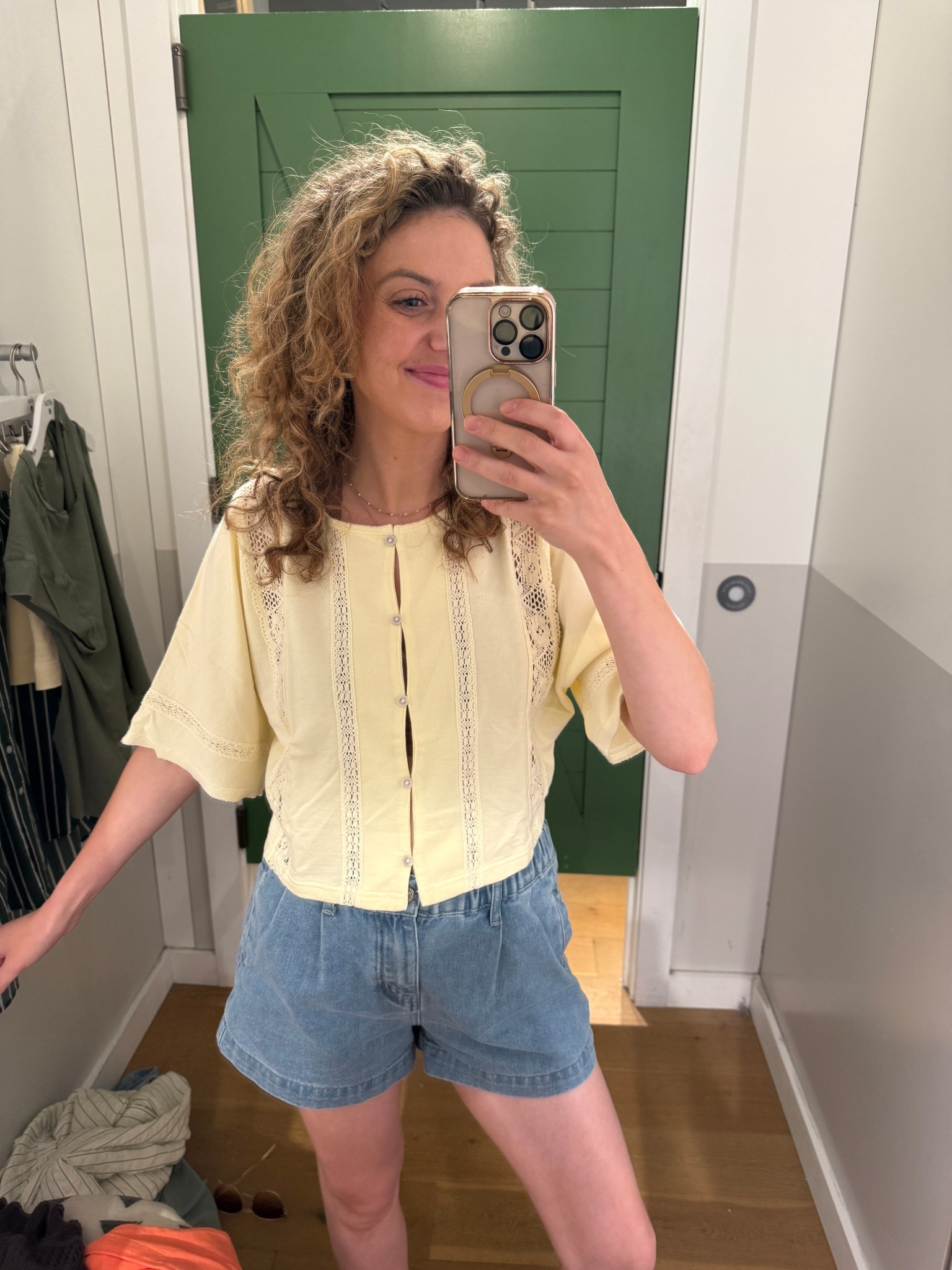 Butter yellow button down cardigan from Aerie on sale - summer mom outfit inspo 

#LTKStyleTip #LTKFamily #LTKSaleAlert