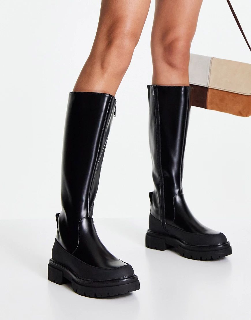 Only chunky knee high boot in black | ASOS (Global)