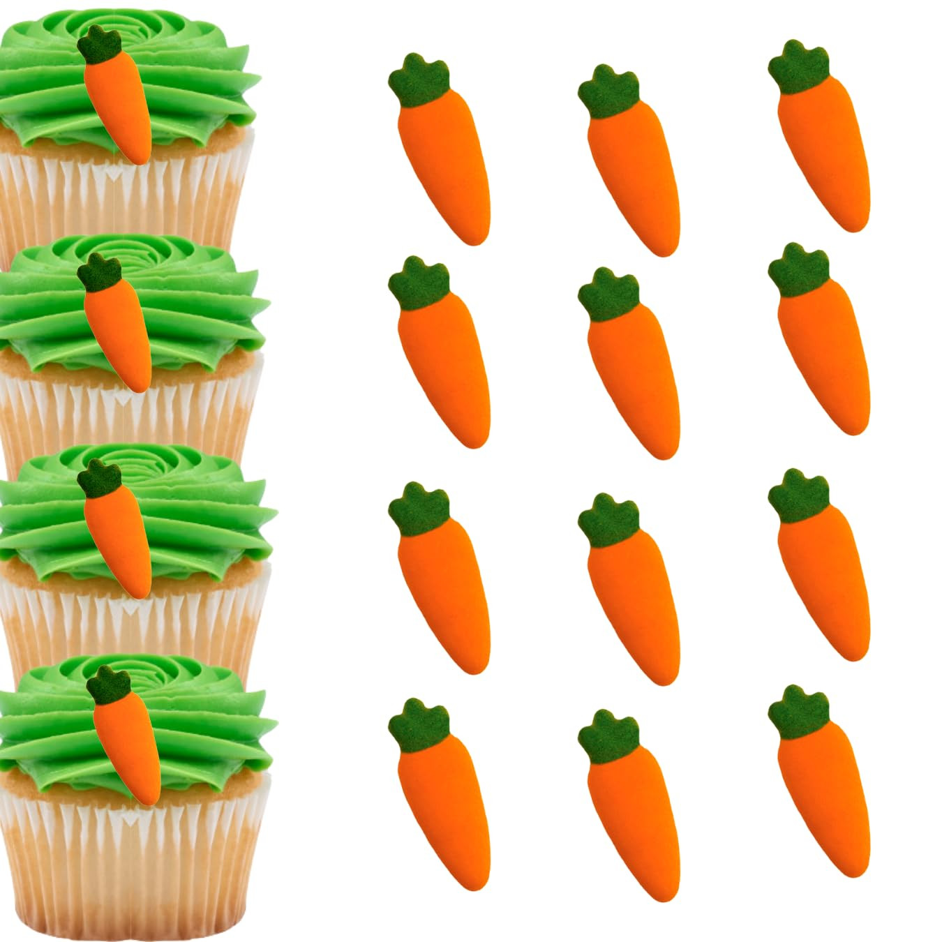 24pk Medium Carrot Sugar Decoration Toppers for Cakes Cupcakes Cake Pops | Amazon (US)