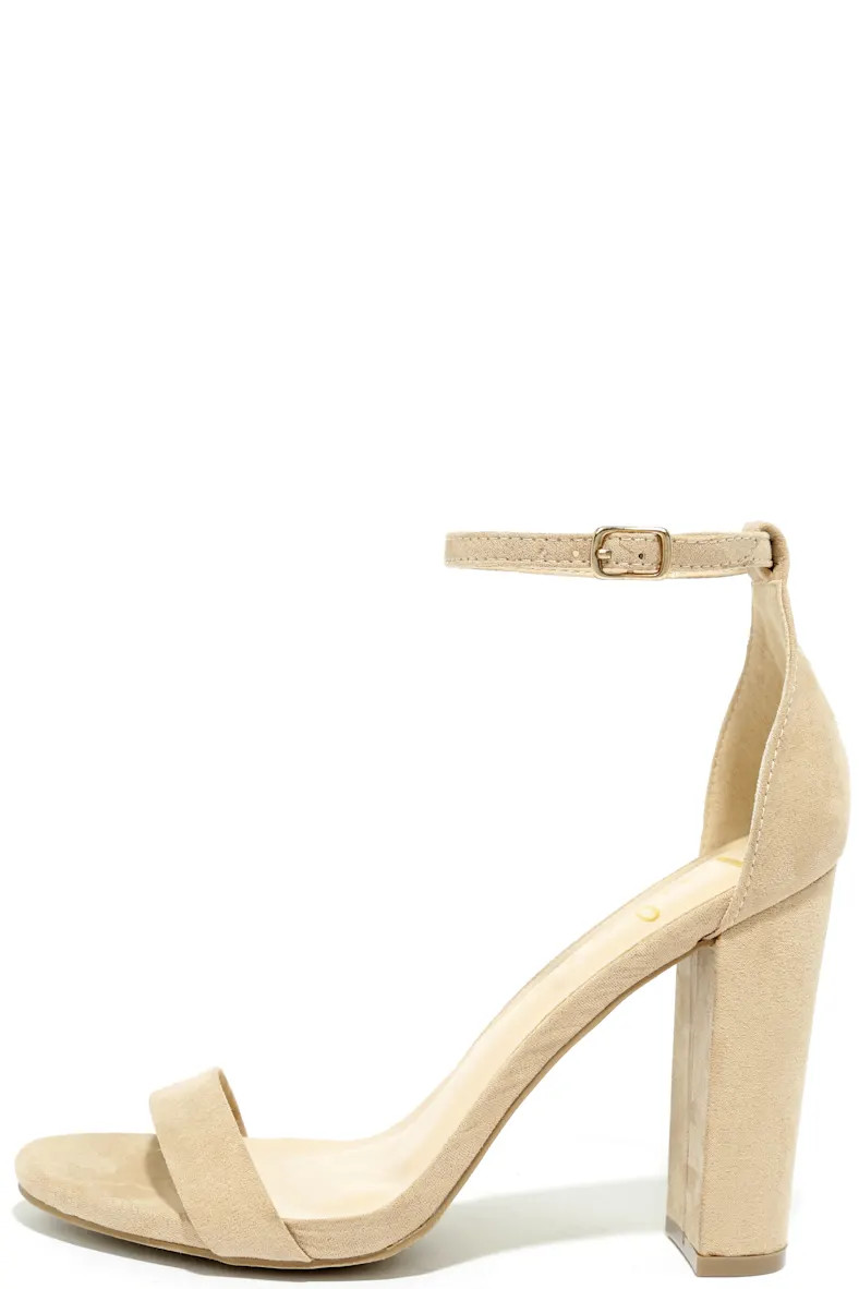 Taylor Natural Suede Ankle Strap Heels | Lulus (US)