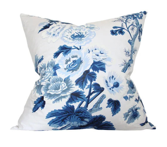Pyne Hollyhock Indigo Blue and White Schumacher Designer Pillow Cover - Made-to-Order - limited | Etsy (US)