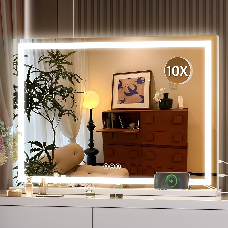 Hasipu Vanity Mirror with Lights, 28" x 20" LED Makeup Mirror, Lighted Makeup Mirror with Dimmabl... | Amazon (US)