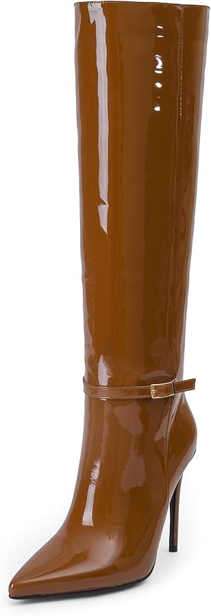 iiimmu Knee High Boots for Women 4.3 IN Stiletto High Heel Boots Zipperless Glossy Patent Leather... | Amazon (US)