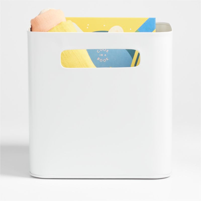 Outline Kids White Metal Toy Storage Bin + Reviews | Crate & Kids | Crate & Barrel