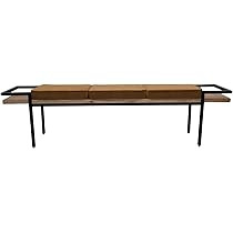 Bloomingville Mango Wood and Metal 3 Cotton Velvet Cushions Bench, Sienna | Amazon (US)