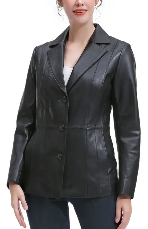 Kimi & Kai Women's Madeline Leather Blazer in Black at Nordstrom, Size Small | Nordstrom