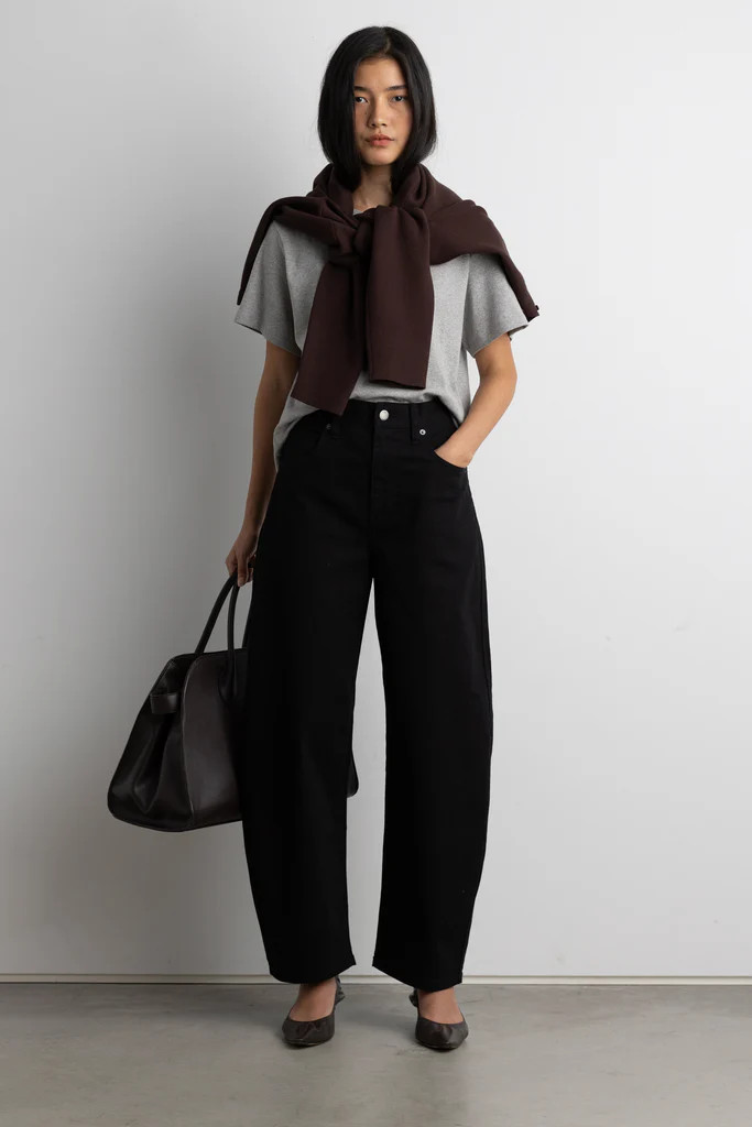 CROPPED LENGTH TWILL BARREL LEG PANT | OAK + FORT
