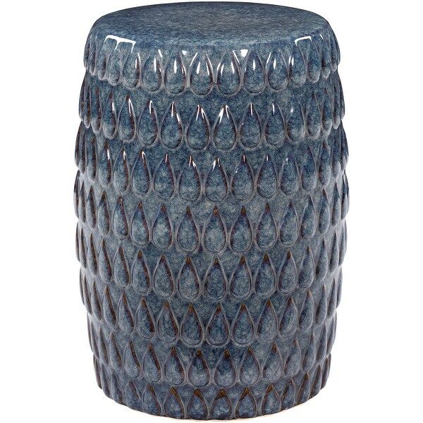 Lisette Indoor/ Outdoor Textured 18-inch Garden Stool - Denim | Bed Bath & Beyond