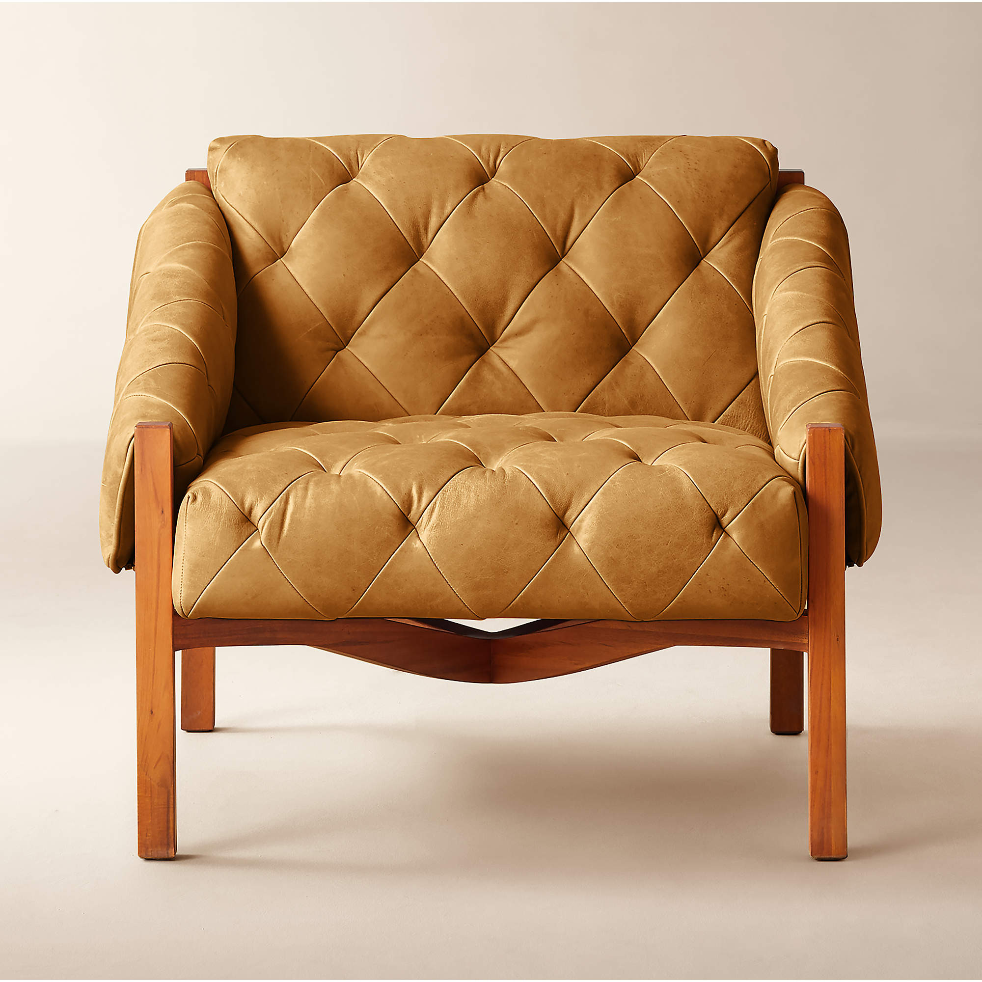 Abruzzo Brown Leather Tufted Chair | CB2 | CB2