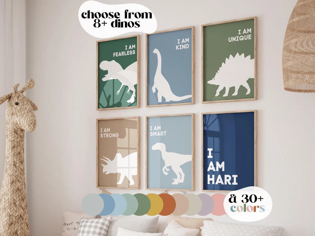 Dinosaur Print, Affirmation, Dinosaur Wall Art, Dinosaur Decor, Toddler Boy, Personalised Dinosau... | Etsy (US)