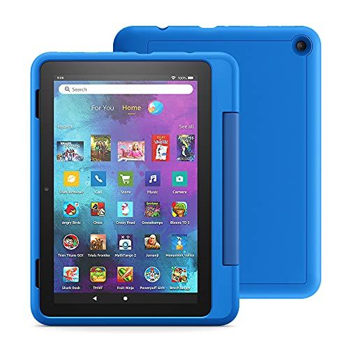 Fire HD 8 Kids Pro tablet, 8" HD, ages 6–12, 32 GB, (2021 release), Sky Blue | Amazon (US)