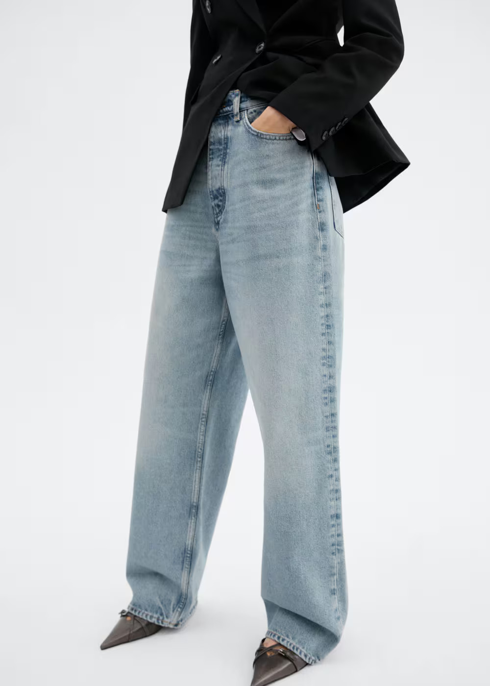 Wideleg mid-rise jeans -  Women | Mango United Kingdom | MANGO (UK)