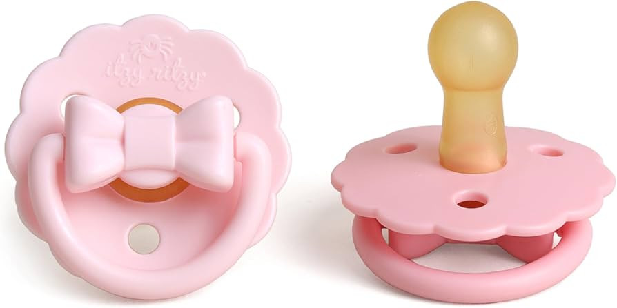 Itzy Ritzy Natural Rubber Pacifiers for 0\u20136 Months, Set of 2 (Pink Bows) | Amazon (US)