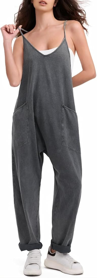 EXLURA Womens Casual Summer Jumpsuits 2025 Romper Bib Outfits Adjustable Straps Denim Overalls wi... | Amazon (US)